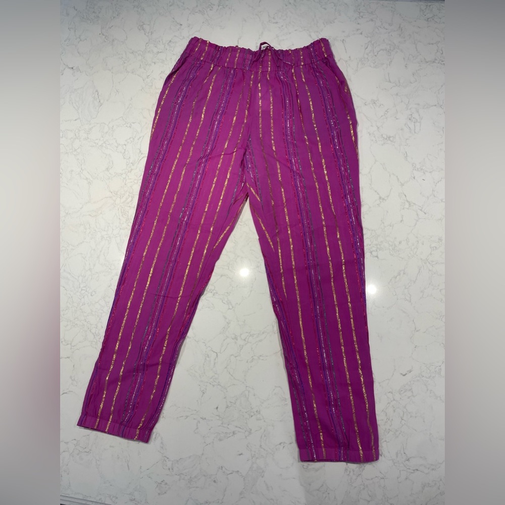 Girls beach pants in shimmer strips